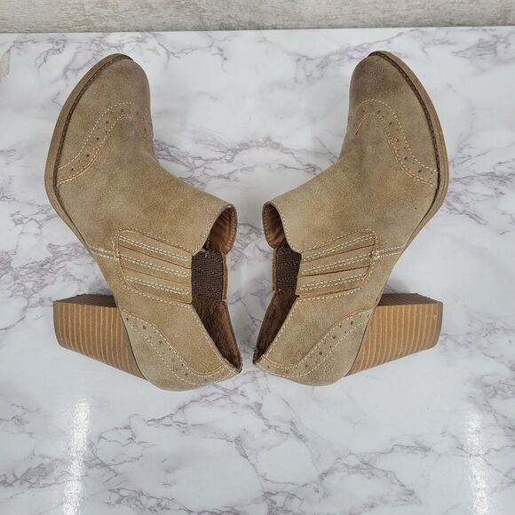 Euro Soft By Sofft Solen Ankle Booties Womens 8 Tan Leather Faux Wingtip Western - Picture 7 of 12